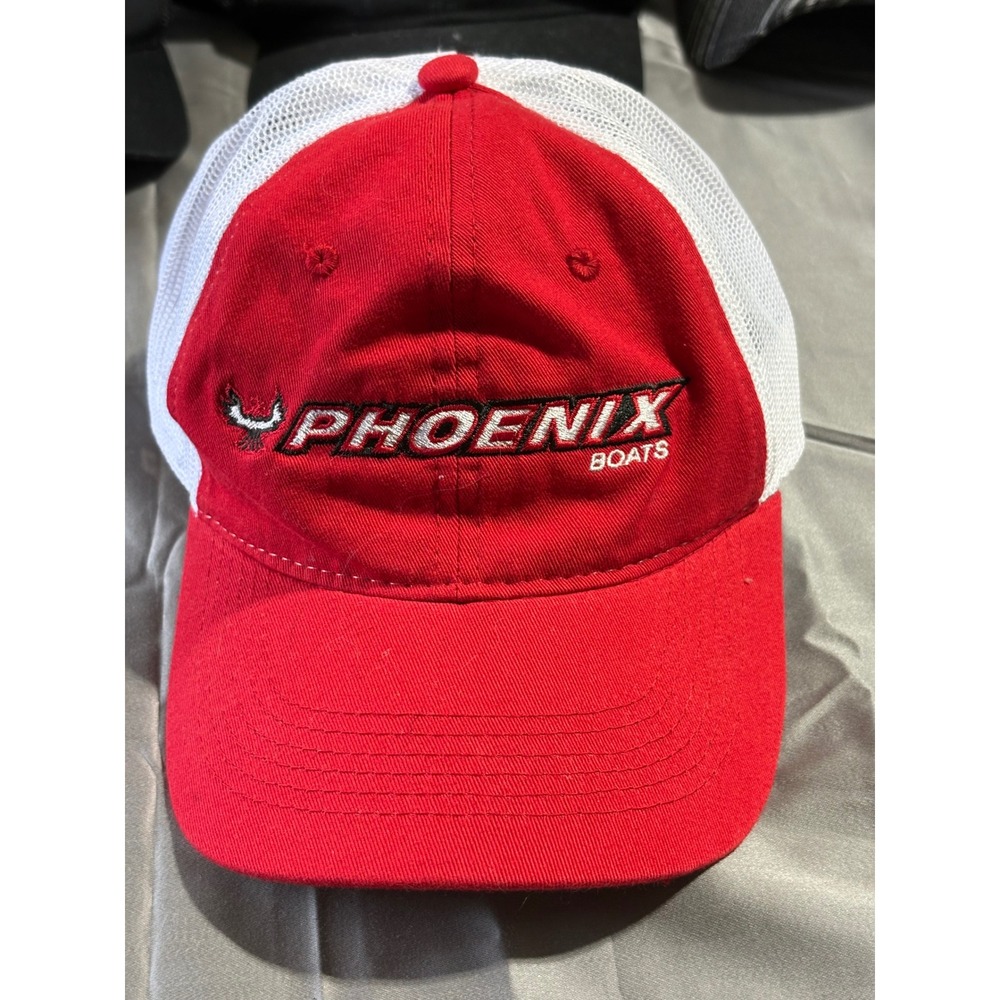 Outdoor Cap Phoenix Boats Red White Mesh Trucker Hat Adjustable Hook Loop Strap